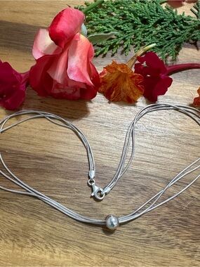 Silpada Sterling Silver 925 thoreau Multi-Strand Necklace with Polished Bead 16”